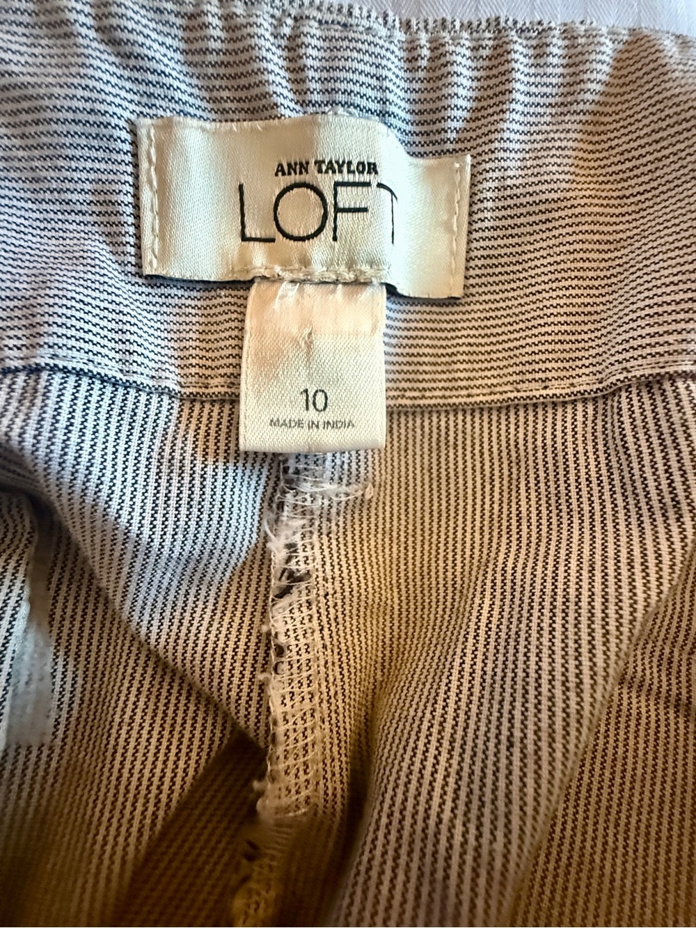 LOFT Black and Cream Striped Wide Leg Trousers - Picture 3 of 4